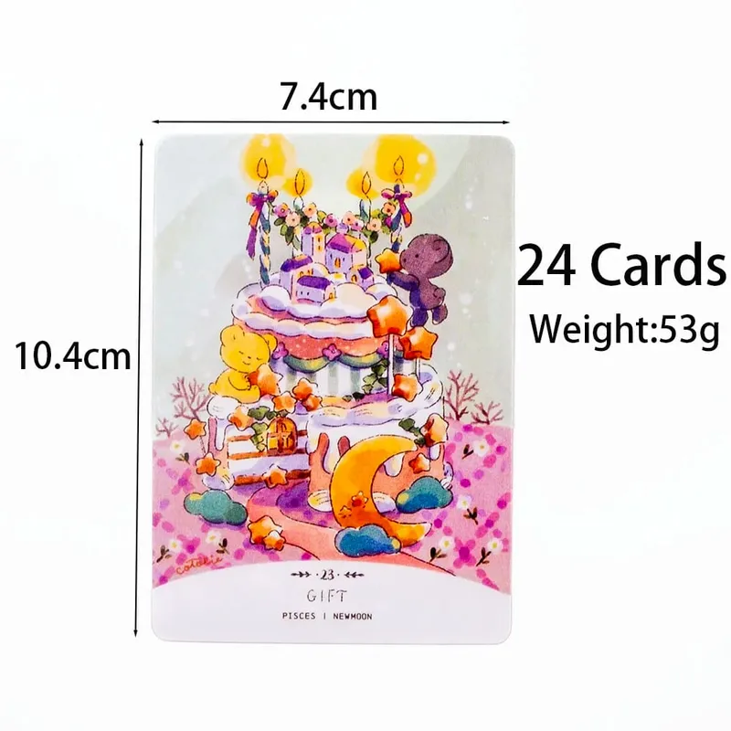 Cotolie KUMACHAN MOON CARDS 24 Pcs Deck Versão Inglês Adorável Urso Oracle Cards Jogo de Tabuleiro para Festa de Família 10.4*7.4cm