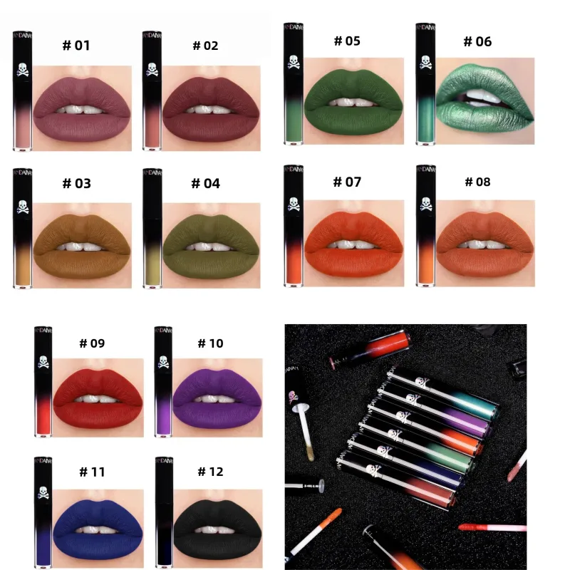Batom fosco vampiro preto roxo à prova d'água, brilho labial de longa duração, halloween, natal, hidratante, maquiagem labial pigmentada — image 4