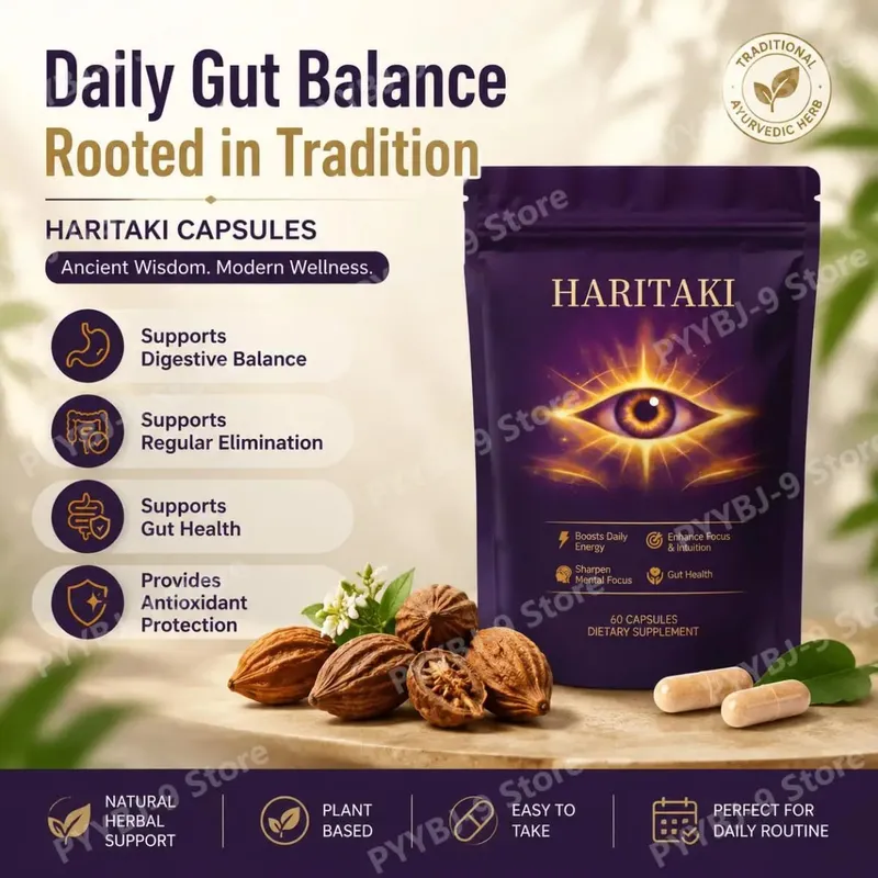 Cápsulas do terceiro olho Haritaki para equilíbrio digestivo e suporte regular do intestino com proteção antioxidante 60 cápsulas vegetais orgânicas — image 2