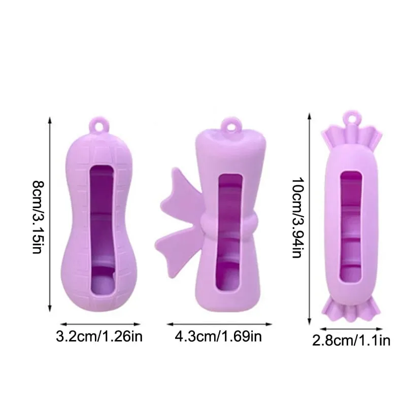 Novo arco doce forma de amendoim silicone batom capa chaveiros cor sólida saco de armazenamento batom leve titular bálsamo labial