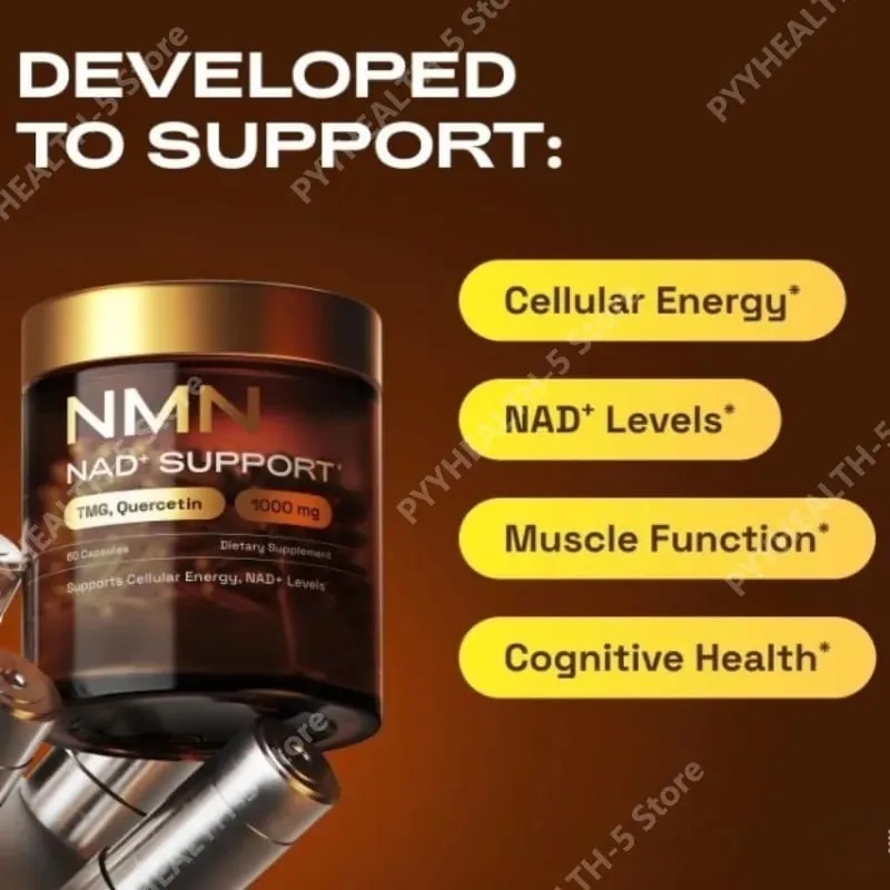 NMN 膠囊補充劑 1000 毫克 NAD+ 補充劑支持大腦能量 60 粒膠囊