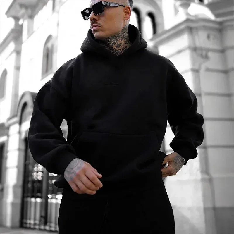 2025 outono/inverno nova chegada moletom com capuz masculino de alta qualidade cor sólida moletom masculino casa ao ar livre casual moda pulôver