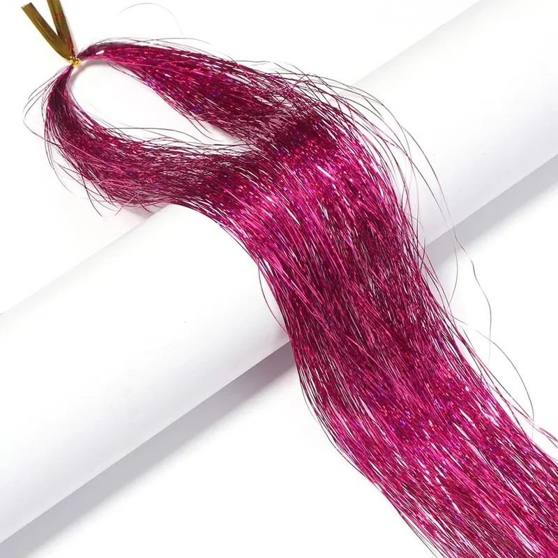 3 unidades/pacote 120cm multicolorido pet llaser cabelo enfeites extensões de cabelo metálico para diy festa cosplay acessórios de decoração de cabelo