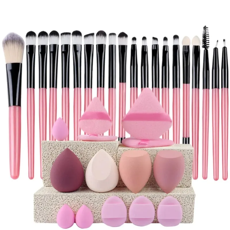 Conjunto de pincéis de maquiagem macio, 20 peças, base cosmética, pó, sombra, kabuki, pincel de maquiagem, ferramenta de beleza, esponja de maquiagem