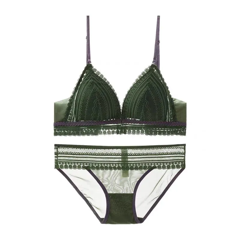 Front Buckle Push Up Lingerie Small Young Girl Intimates Lace Wireless Thin Cup Women U Beautiful Back Bra And Panty Underwear