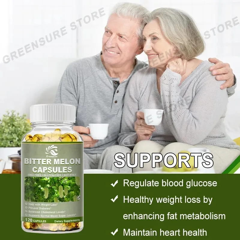 Cápsula de extrato de melão amargo - Reduz o açúcar no sangue - Saúde do sistema imunológico - Suporte cardiovascular e gastrointestinal