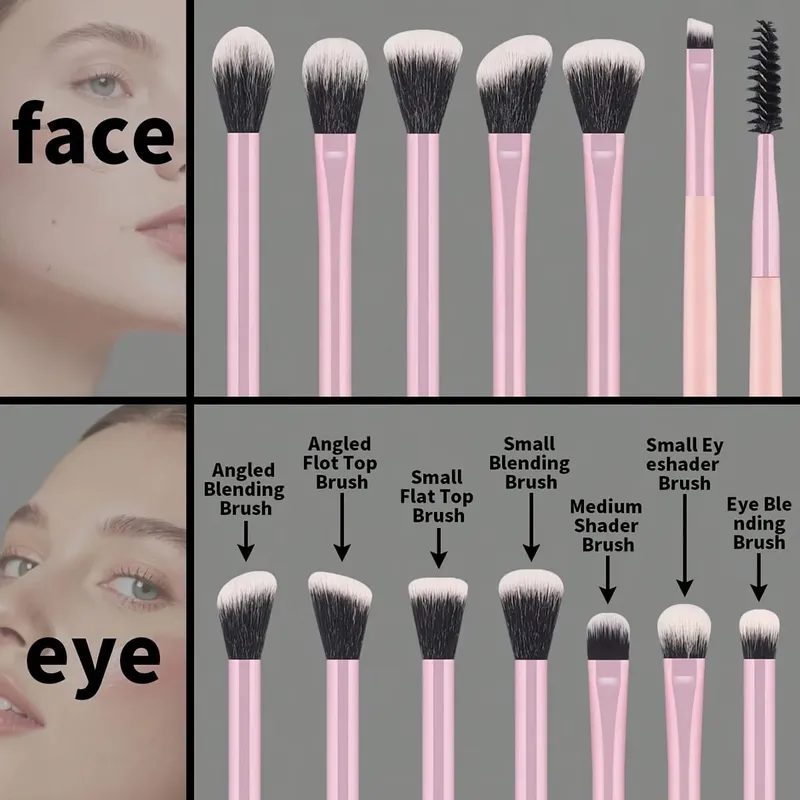 A Set of 13 Professional Makeup Brushes - Foundation Brush Eyeshadow Brush Eyebrow Brush Blending Brush Highlighter Brush C