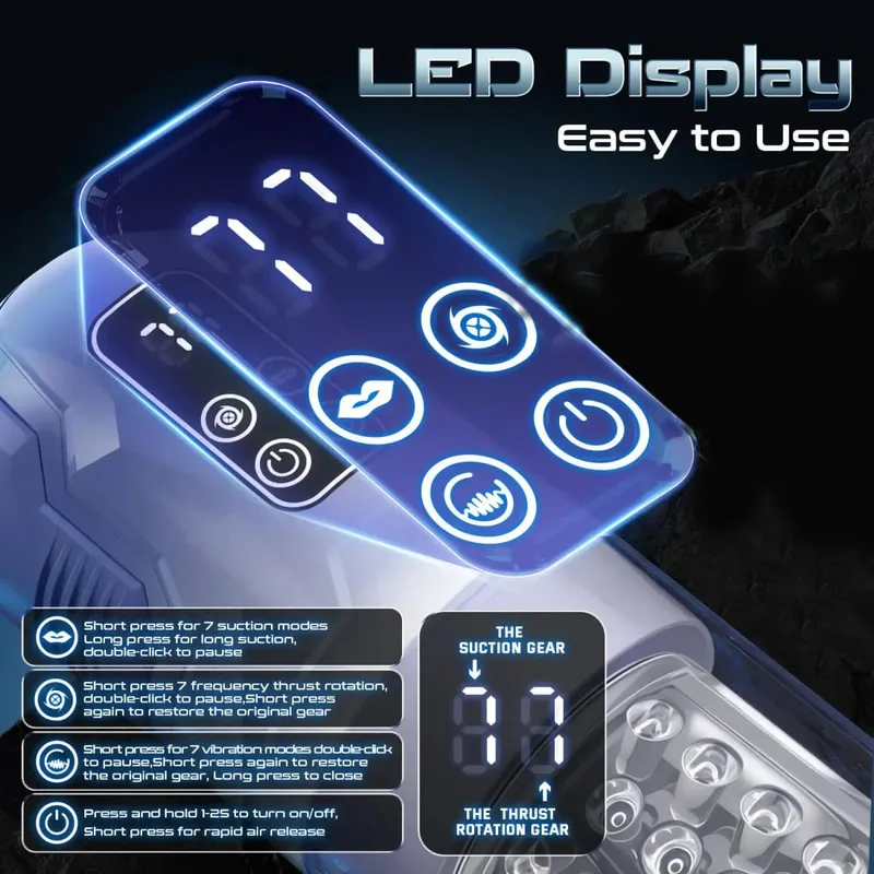 Lcd sucção automática masculino masturbador pênis bomba água spa bolso real buceta Stroker empurrando rotativa lambendo brinquedo sexual para homem