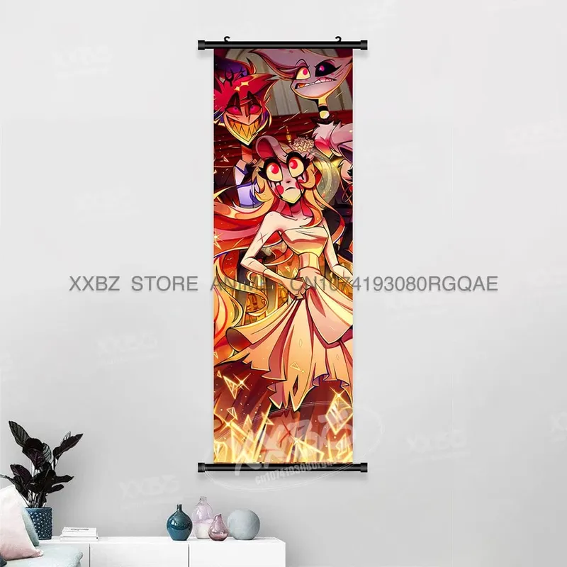 Simple Black Comedy Hazbin Hotel Home Decoration Hanging Painting Cartoon Wall Artwork Scrolls Picture Room Canvas Print Posters