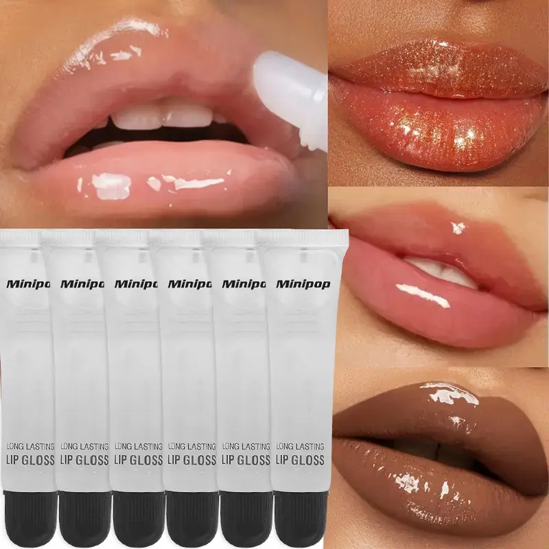 2/3/6pcs brilho labial transparente hidratante de longa duração | Óleo de base labial não pegajoso, acabamento de alto brilho, cosméticos para cuidados com os lábios 18ml