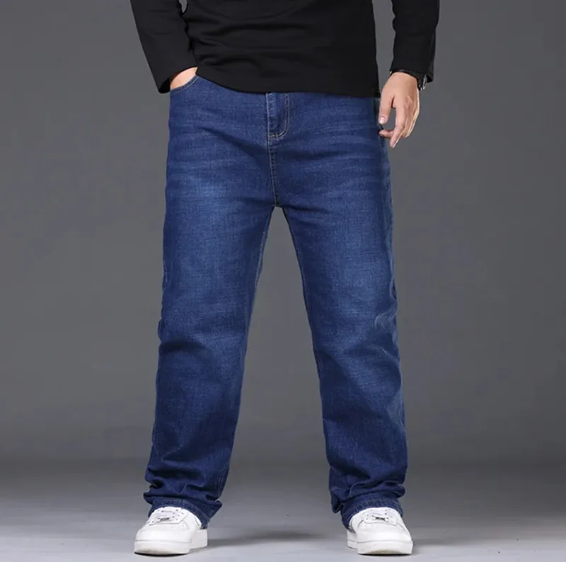 29-50 tamanhos calças de brim estiramento masculino perna reta calças jeans estendido dimensionamento azul preto streetwear relaxado ajuste para o trabalho casual novo — image 3