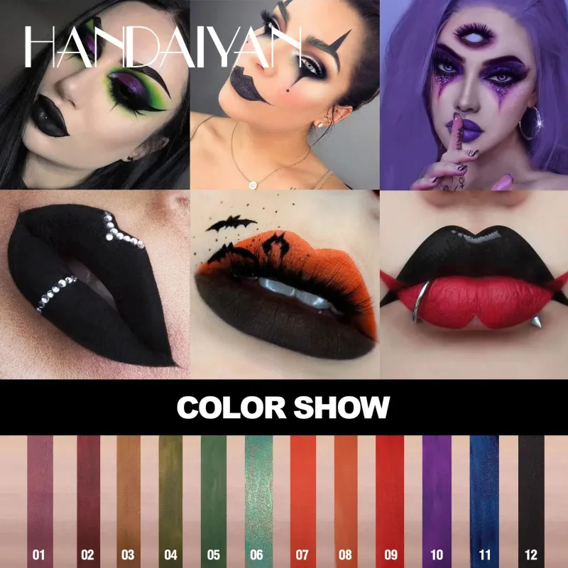 Batom fosco vampiro preto roxo à prova d'água, brilho labial de longa duração, halloween, natal, hidratante, maquiagem labial pigmentada — image 2