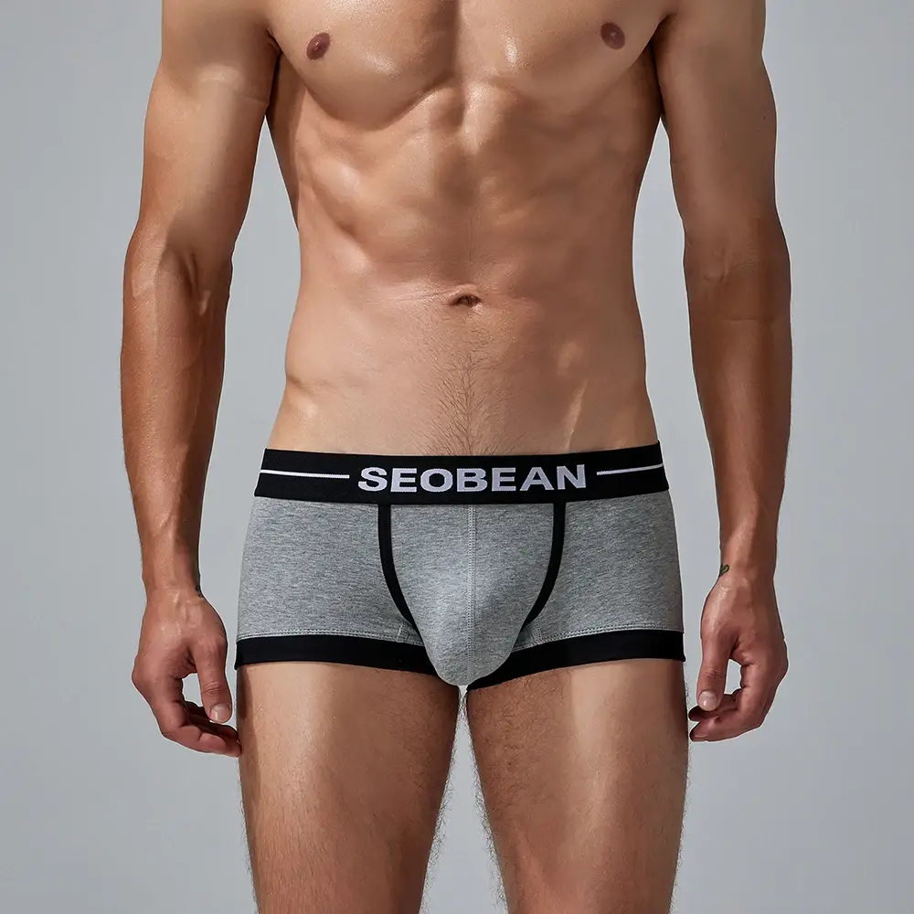 Seobean 4-Pack Men's Cotton Underwear Comfortable Breathable Sweat-Absorbent Flat-Bottom Briefs
