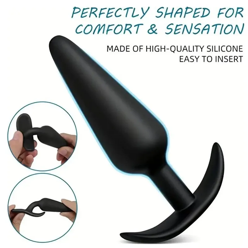 Plugue anal de 3 tamanhos diferentes, plugue anal de silicone macio, estimulador, brinquedos sexuais adultos para homens/mulheres, massageador de próstata, treinador anal