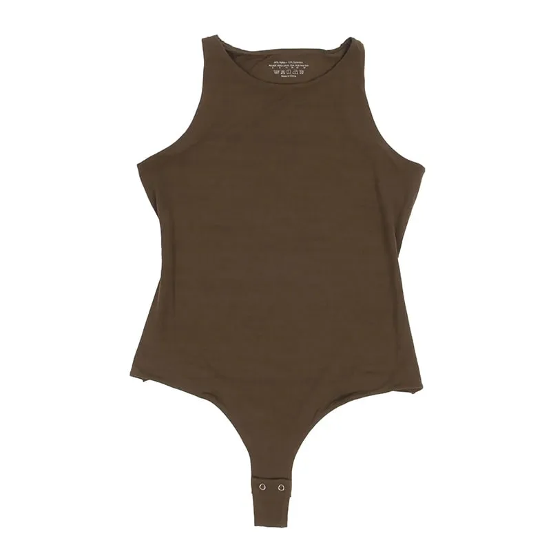 Mulheres sem mangas estiramento camada base bodysuit uma peça tripulação pescoço virilha aberta fino ajuste versátil sólido tanque superior S-2XL para o verão