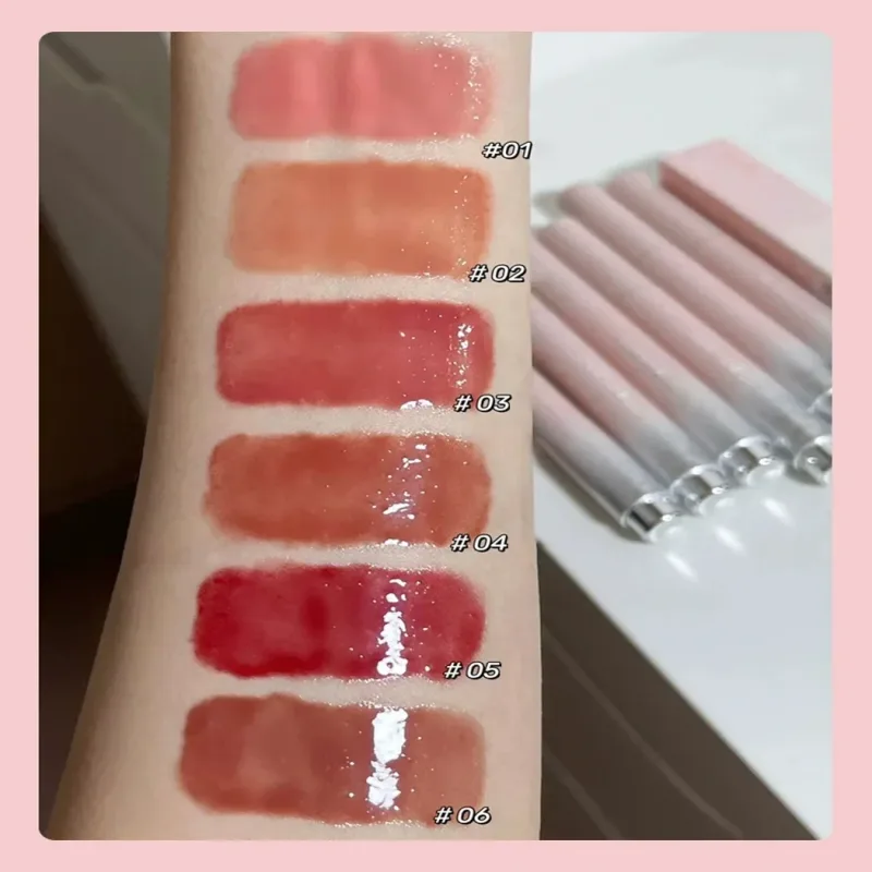 Luz de água clara sólido brilho labial geléia aguado rosa batom lápis hidratante espelho batom caneta coreano lábios maquiagem cosméticos