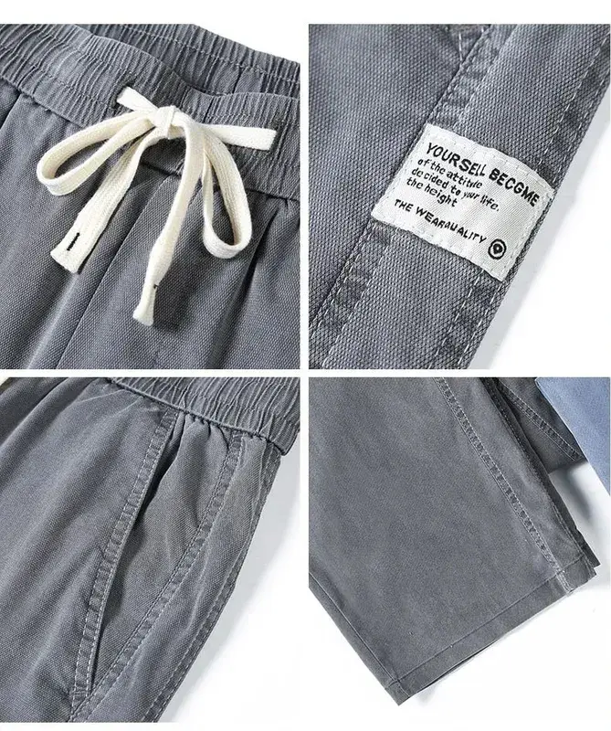 Verão masculino macio lyocell tecido jeans fino solto calças jeans retas cordão cintura elástica calças casuais plus size M-5XL
