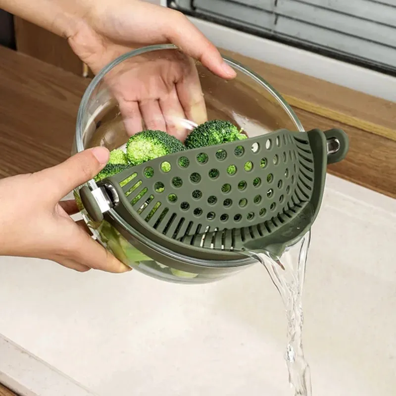 矽膠鍋邊排水器蔬菜麵條排水過濾器倒擋板廚房小工具
