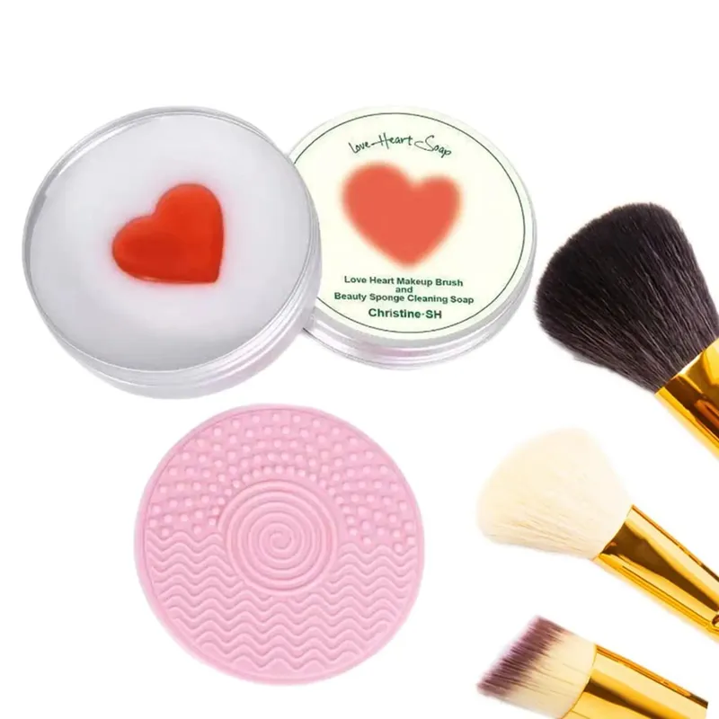 Sabonete limpador de pincel de maquiagem com tapete de silicone limpa profundamente a maquiagem à prova d'água para esponjas de pincéis de maquiagem naturais sintéticos