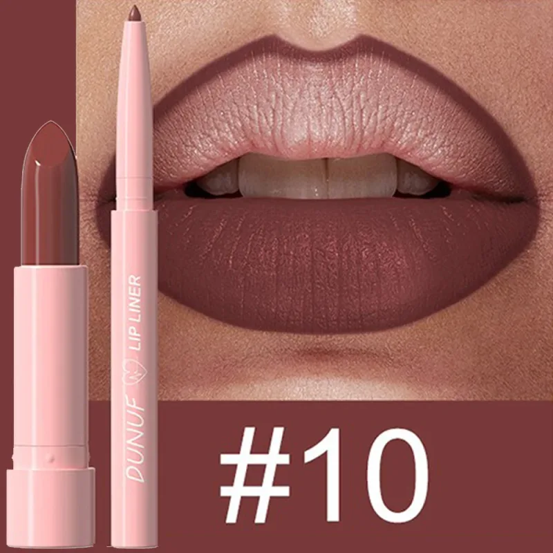 2 Pçs/set Batom + Lip Liner Kit de Maquiagem Matte Nu de Longa Duração À Prova D 'Água Não Mancha Cônico Nib Lip Contour Pen Lip Cosméticos