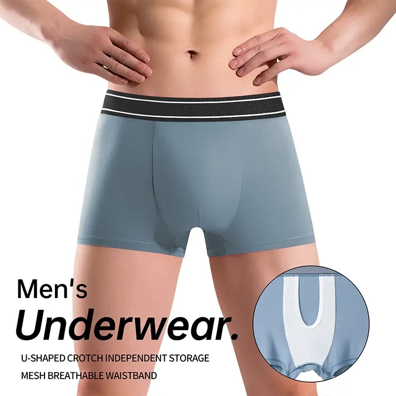 Mens Modal Boxer Shorts Seamless Seperation Bullet Pouch Soft Panties Large Size Breathable Underpants Comfortable Underwear