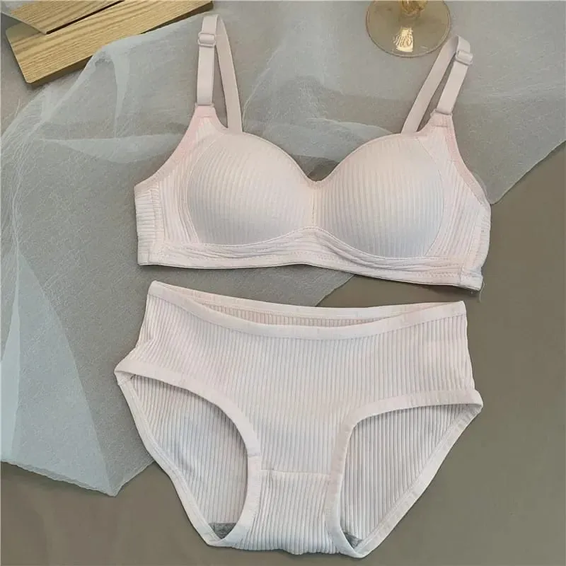 Mulheres conjuntos de sutiã sem costura calcinha + sutiã sem fio 2 pçs terno cor sólida bralette lingerie sexy sutiã de algodão feminino conjunto