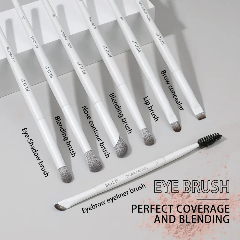 Conjunto de pincéis de maquiagem vegano de 12 peças para base em pó corretivo sobrancelhas sombra contorno delineador liquidificador pincéis para os olhos