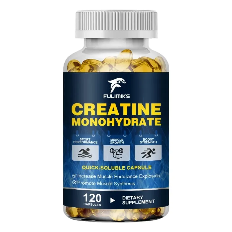 Cápsulas de monohidrato de creatina de alta potência 3000 mg apoiam o crescimento muscular, desempenho atlético, níveis de energia e academia diária