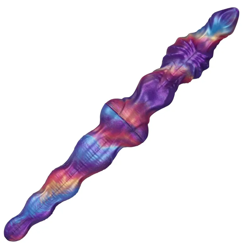 Silicone dupla cabeça butt plug vibrador realista anal grânulo especial-em forma monstro flexível pênis brinquedo sexo para mulher masturbador