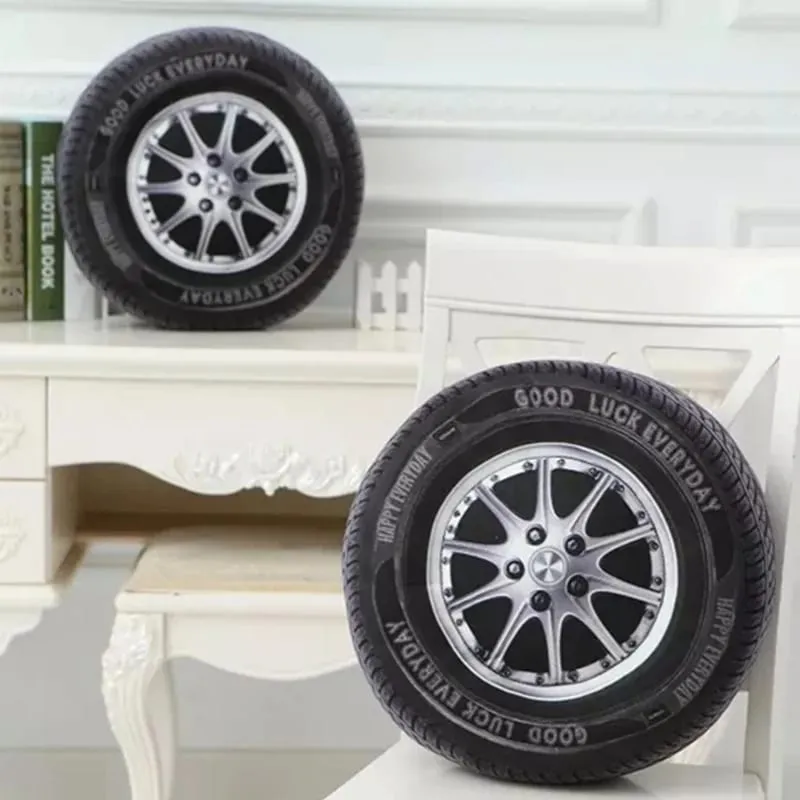 Simulação 3d pneu de carro travesseiro de pelúcia realista impresso roda almofada criativo engraçado sofá lance travesseiro auto entusiasta decoração presente