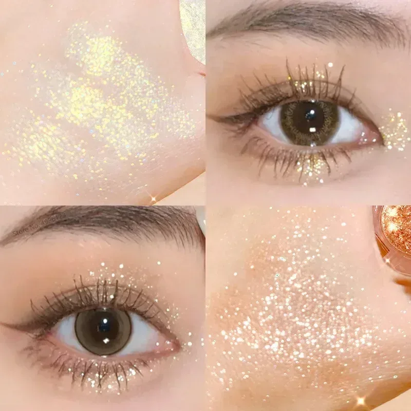 Monocromático glitter sombra perolado iluminador em pó maquiagem diamante paleta de sombra de olho brilhante maquiagem cosméticos