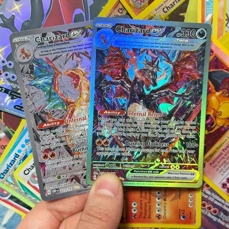 客製化卡片 First Base 套裝經典版箔閃卡閃亮噴火龍超夢遊戲系列 PTCG 遊戲卡