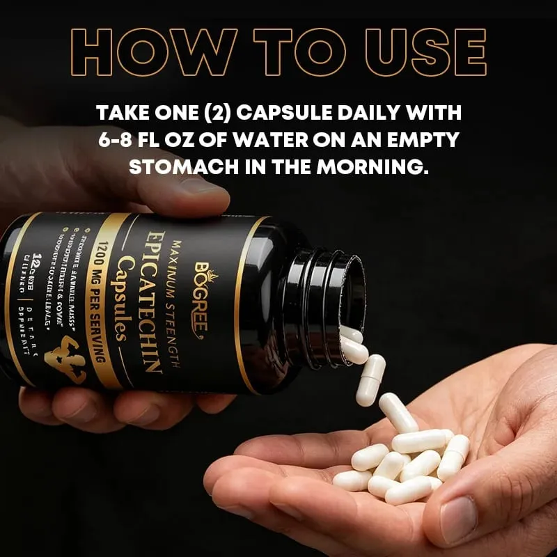 Cápsulas de epicatequina - Síntese de Proteínas, Capacidade Atlética, Força e Suporte Muscular Magro - Suplementos Inibidores de Carnosina