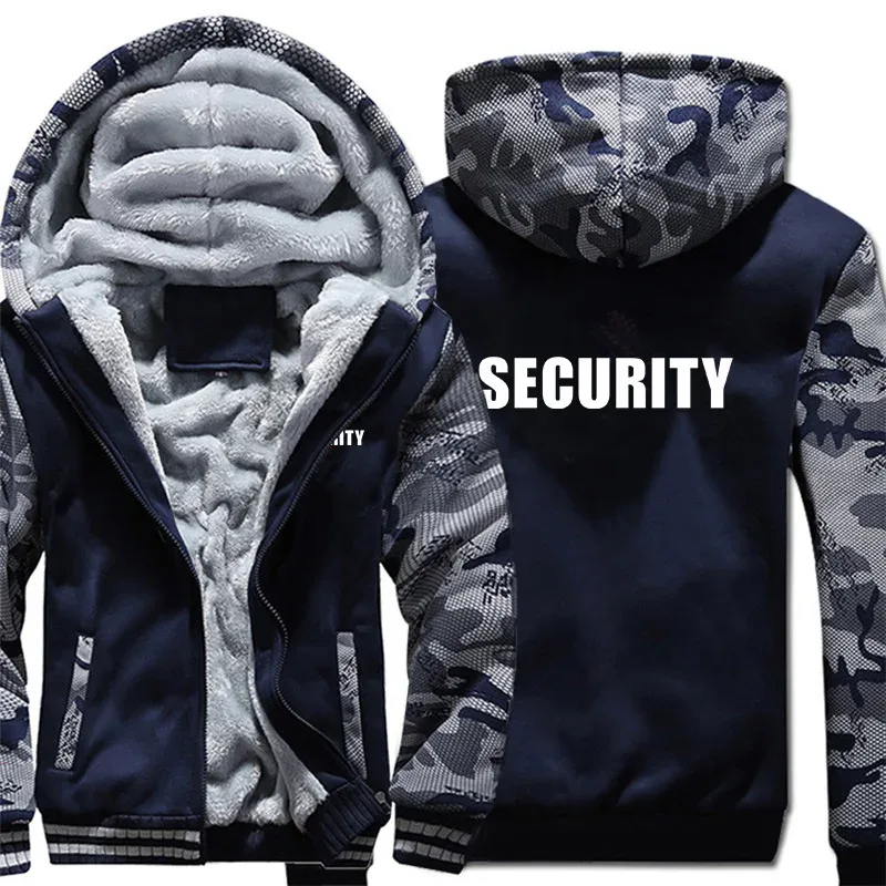 Security Hoodies Men Cool Winter Thicken Wool Liner Security Professional Work Clothes Sweatshirts Pullover Jacket