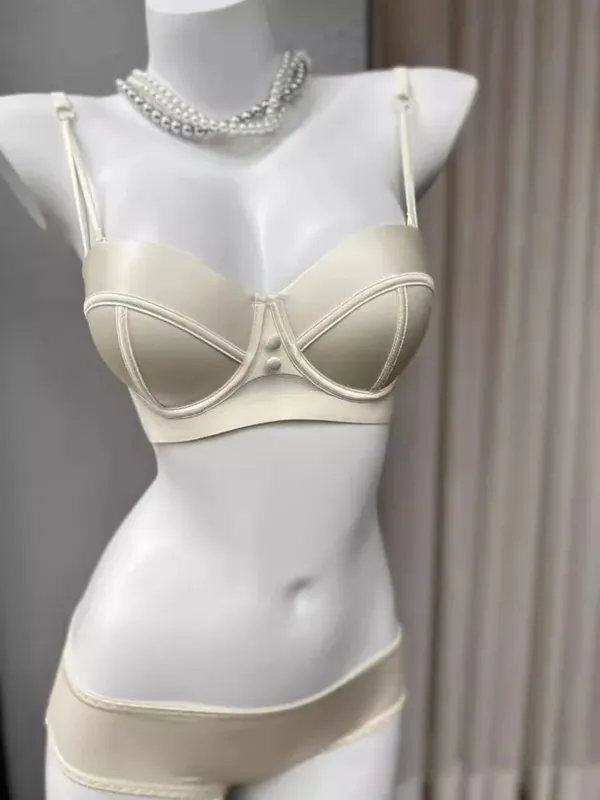 Conjunto de sutiã sem alças com copo AA, meia xícara fixa, lingerie com elevador embutido, push up, roupa íntima conversível, push up, roupa íntima conversível