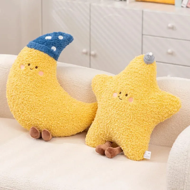 Soft Starry Sky Pillow Cute Rainbow Moon Star Plush Pillow Creative Sun Cloud Pillow Cushion Sleep Companion Pillow Home Decor