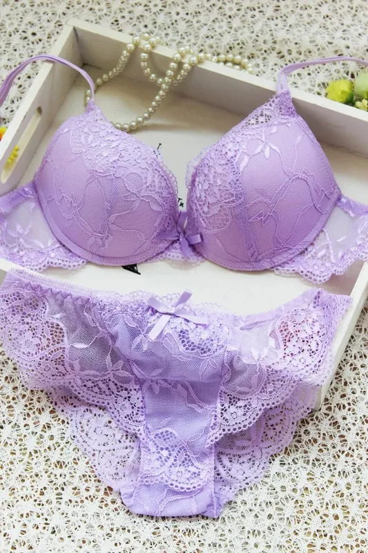 Lingerie Beautiful 2 Pcs Underwear Transparent Lace Exotic Sets See Through Delicate Bilizna Sexy Fancy Intimate