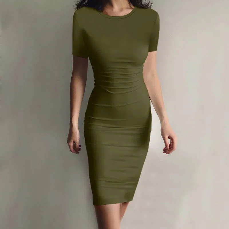 Vestido de verão de alta estiramento tanque robe sólido manga curta casual magro longo lápis vestido feminino sexy maxi vestido elegante fino