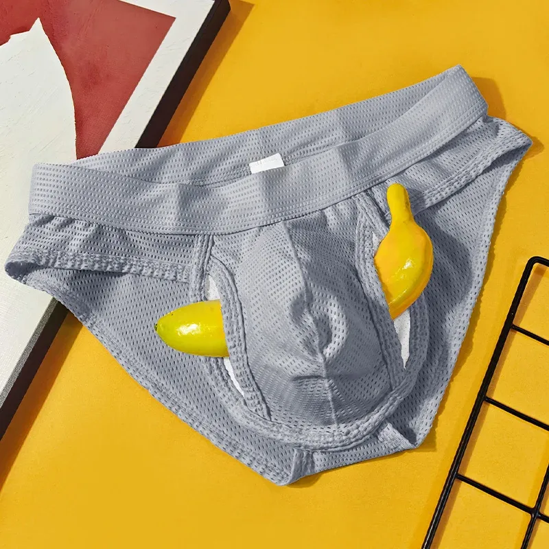 1 件網狀透氣男式內褲帶飛袋前開凸包分離袋青年韓版青年三角褲