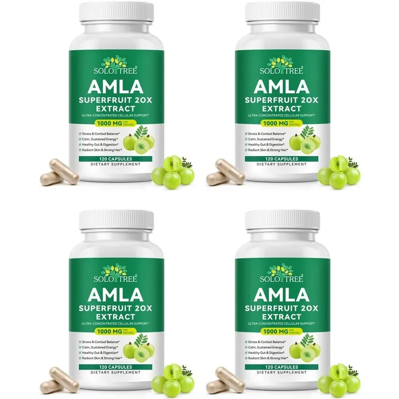 Amla Superfruit 20x Extrato Cápsulas com Phyllanthus Emblica para Promove Energia Calma Saúde Digestiva Pele/Cabelo Radiante 120Ct