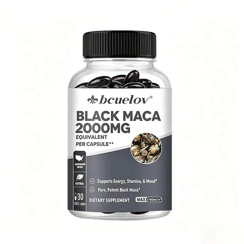 Cápsulas de Maca Negra 20000mg - Suporta a Função Cerebral Promove o Crescimento e Recuperação Muscular Super Absorção Melhora a Vitalidade