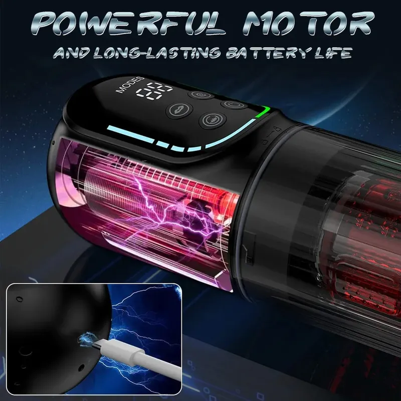 Automatic Male Masturbator Telescopic Rotation Men Masturbation Cup Sucking Machine LCD Digital Simulation Blowjob Sex Toy