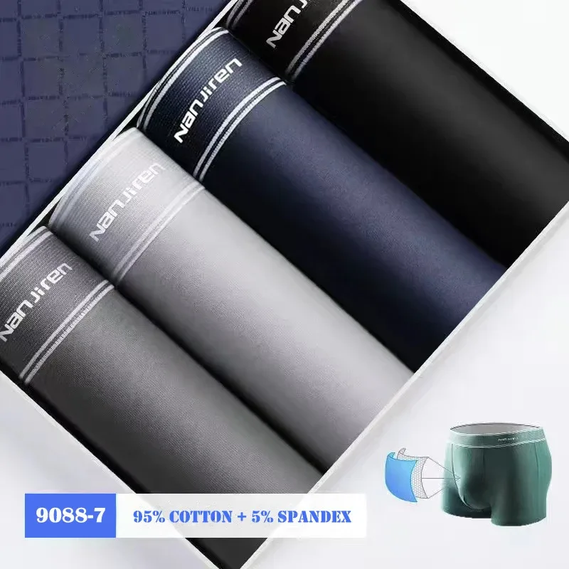 4Pcs/lot Men's Underwear Sexy Boxer Shorts Cotton Panties Man Solid Underpants Male Soft U Convex Lingerie Plus Size L-6XL — image 37