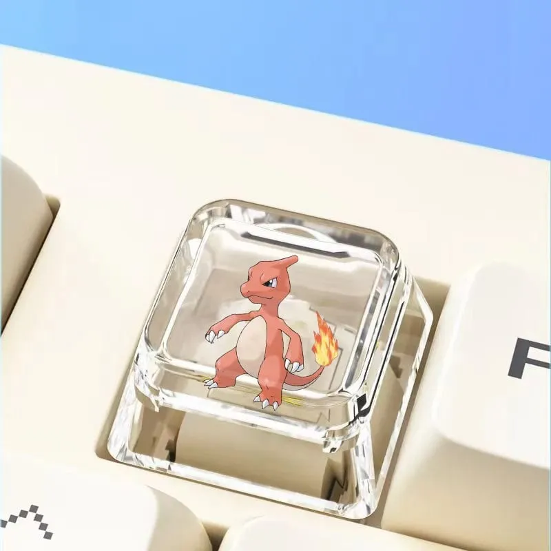 Teclado mecânico cruzado personalizado anime keycap único charmeleon blastoise eevee transparente dos desenhos animados keycap