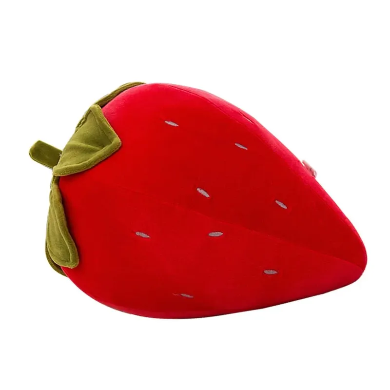 Almofada criativa de morango macio formato de frutas travesseiro bonito decoração de quarto confortável e flexível travesseiro decorativo de morango