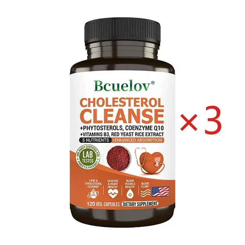 Cholesterol Cleanse Capsules with Coenzyme Q10 Red Yeast Rice Extract Antioxidants Maintain Cardiovascular Health