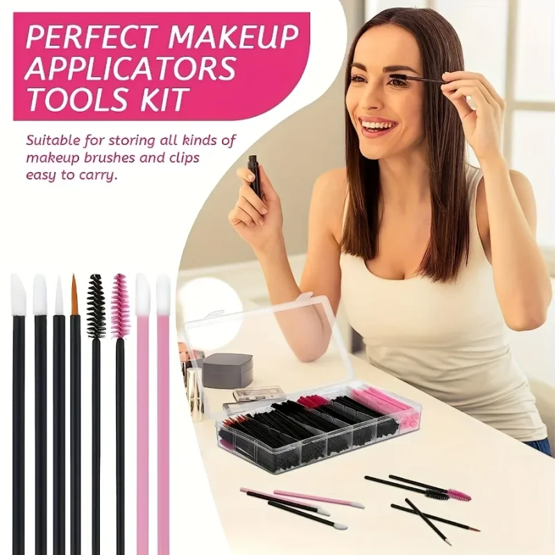 Conjunto de pincéis de maquiagem 229 PCS - 100 pincéis para cílios e 100 pincéis para lábios com estojo de armazenamento Kit completo para iniciantes/profissionais (salão de beleza e uso doméstico)