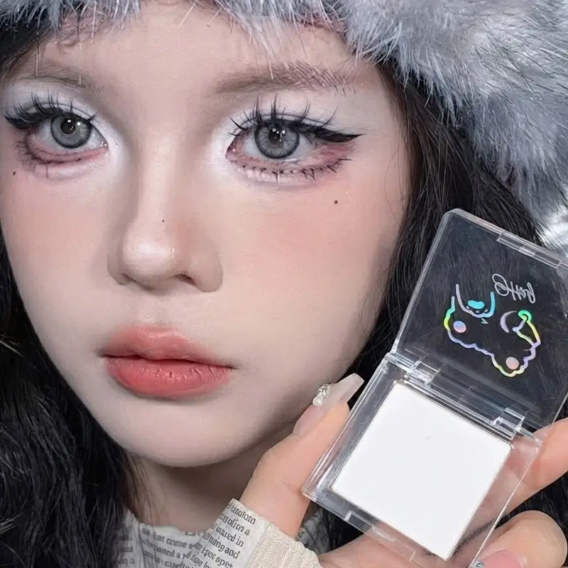 Paleta de sombras fosca branca, base de vinco, iluminador, à prova d'água, de longa duração, brilho, maquiagem para os olhos