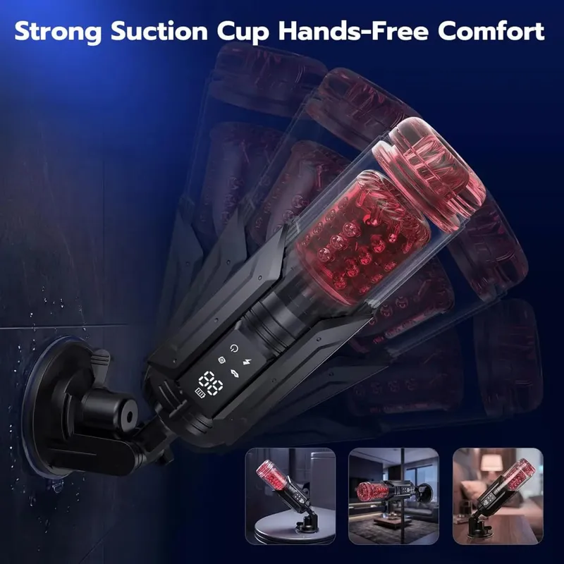 Masturbador masculino automático, 7 modos de sucção rotativa, boquete, máquina sexual, masturbação vibratória, alças duplas