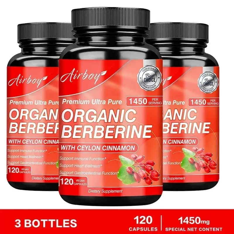 Cápsulas de berberina - com canela do Ceilão - equilíbrio de açúcar no sangue, saúde cardiovascular, ajuda na digestão, promove o metabolismo